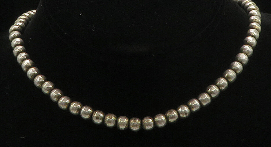 MEXICO 925 Sterling Silver  Vintage Minimalist Beaded Chain Necklace  NE2549