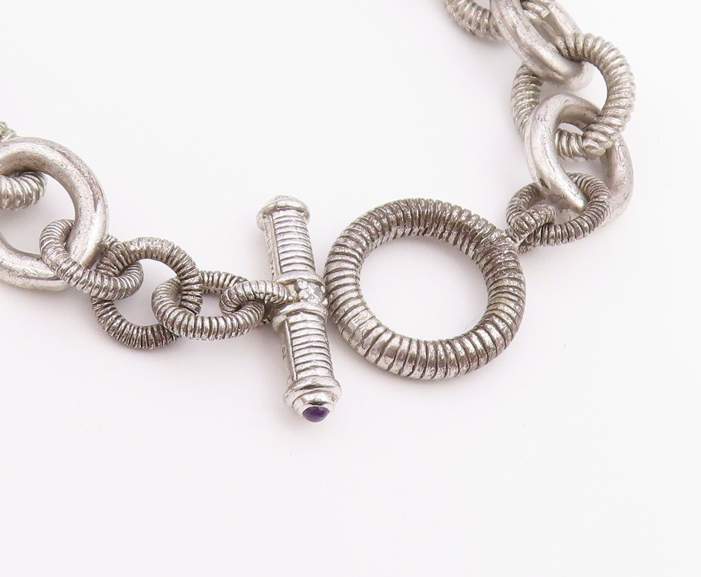 925 Sterling Silver Vintage Bracelet JUDITH RIPKA Amethyst Cable Chain  BT12214