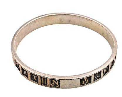 VASS LUDACER 925 Sterling Silver Vintage Latin Quote Rare Bangle Bracelet BT8146