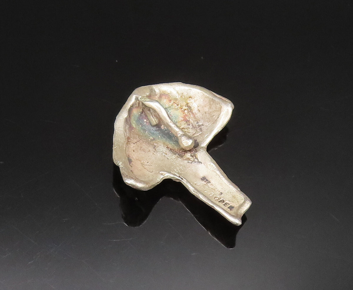 J. COOPER 925 Silver  Vintage Carved Modernist Rare Mushroom Pendant  PT21184