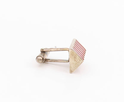 925 Sterling Silver Vintage Cuff Links Designer Rectangle Enameled  TR3880