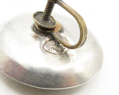 MEXICO 925 Sterling Silver  Vintage Antique Hollow Non Pierce Earrings  EG5135
