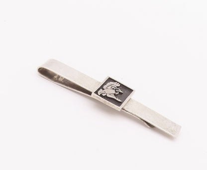 925 Sterling Silver Vintage Tie Clip HAYWARD Rectangle Etched Flying Bird TR3706