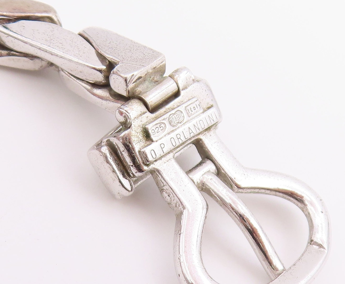 925 Sterling Silver Vintage Bracelet OP ORLANDINI Buckle Clasp Chain  BT12220