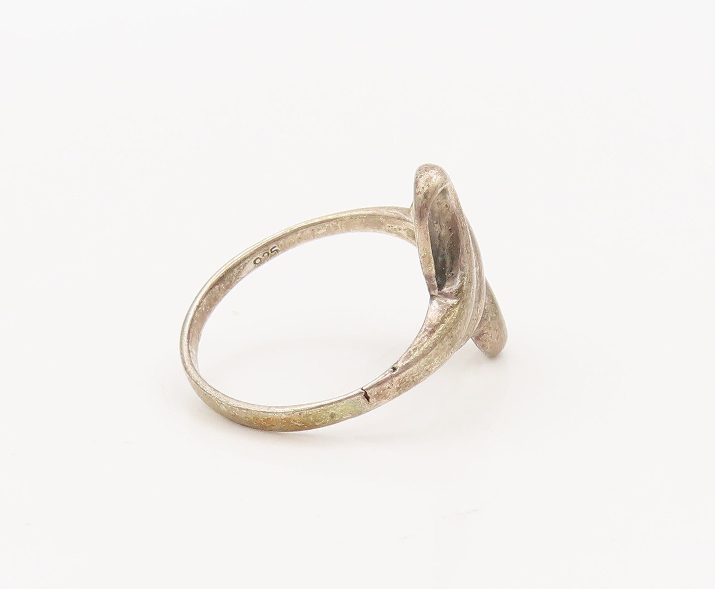 925 Sterling Silver  Vintage Minimalist Solid Carved Swirl Ring Sz 7  RG27291