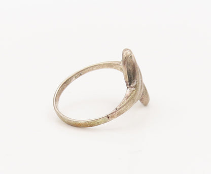 925 Sterling Silver  Vintage Minimalist Solid Carved Swirl Ring Sz 7  RG27291