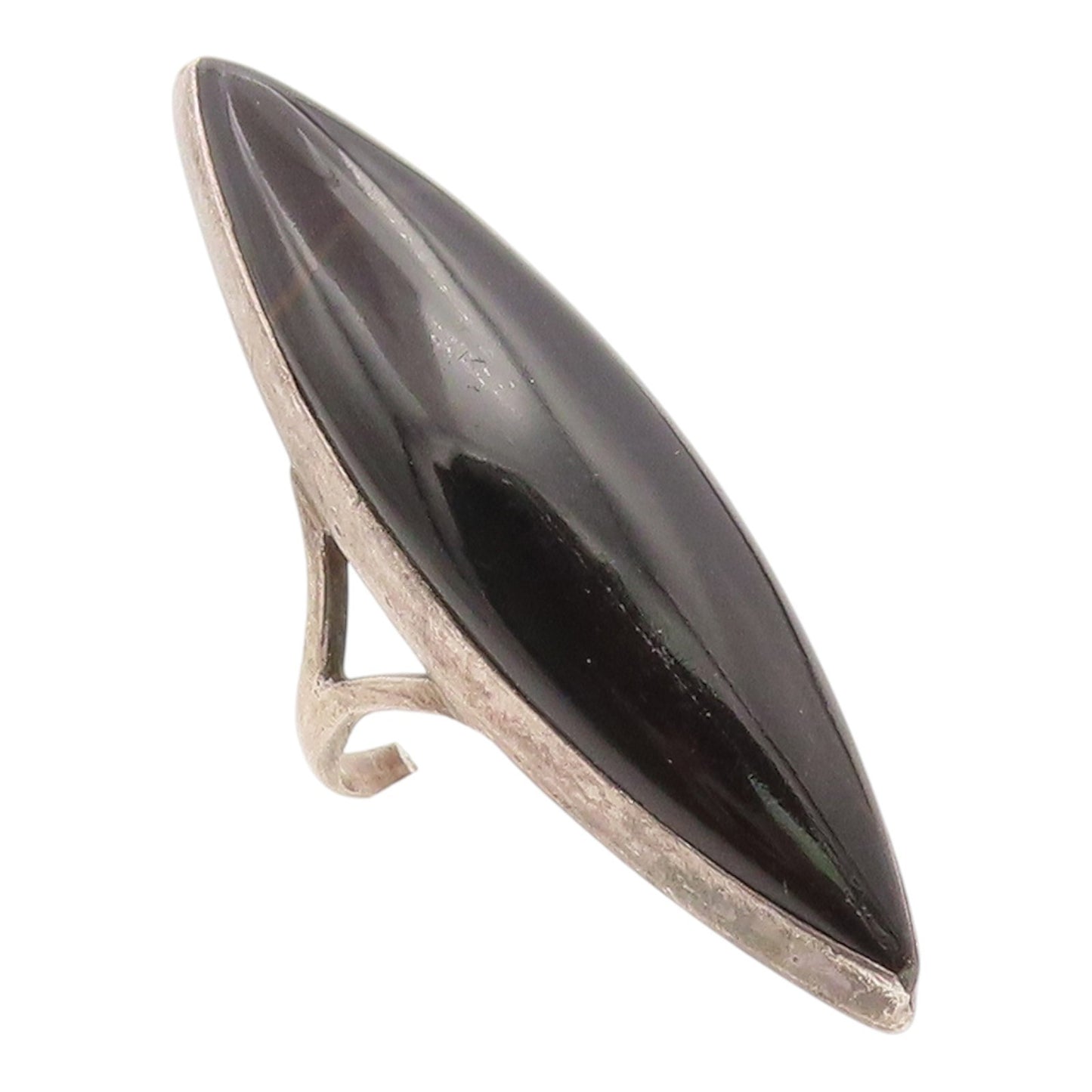 925 Sterling Silver Vintage Ring Marquise Shape Black Onyx Band  Sz 5.5  RG35454