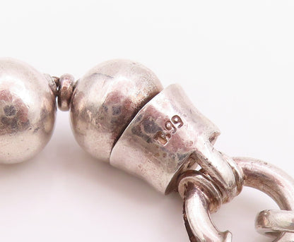 925 Sterling Silver Vintage Necklace Minimalist Dark Tone Heavy Beads  NE4458