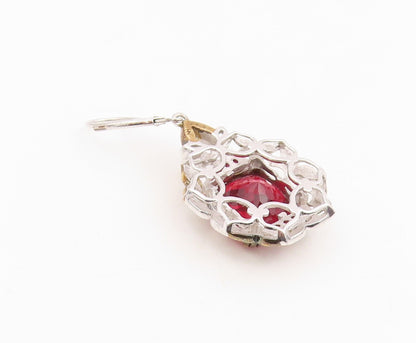 925 Sterling Silver Vintage Earrings MICHAEL VALITUTTI Ruby Floral Drop  EG14113
