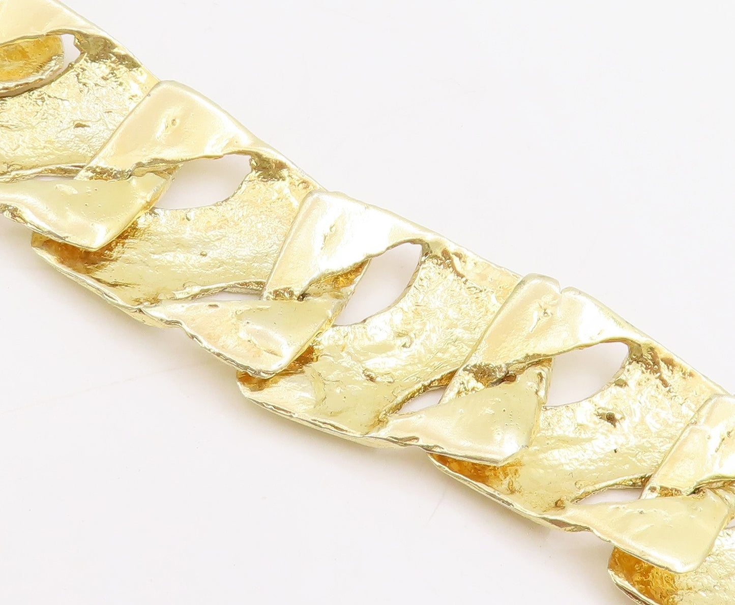 925 Sterling Silver Vintage Necklace Gold Plated Interlocking Cuban Link NE4695