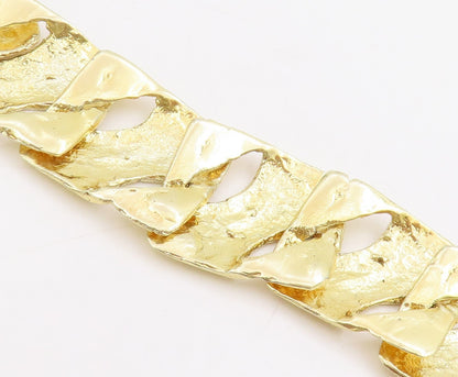 925 Sterling Silver Vintage Necklace Gold Plated Interlocking Cuban Link NE4695