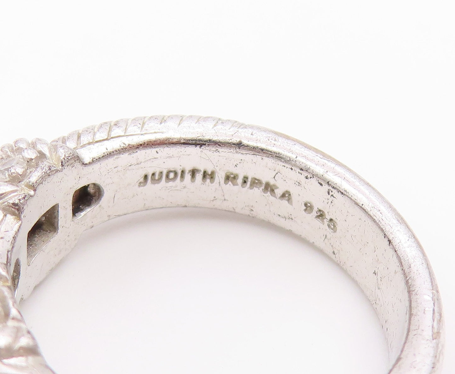 925 Sterling Silver Vintage Ring JUDITH RIPKA CZ Twisted Rope Band Sz 8 RG36515