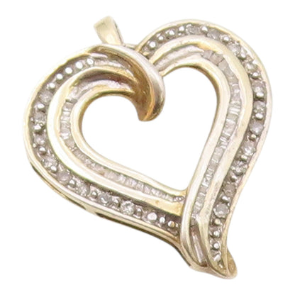 925 Sterling Silver Vintage Dainty Genuine Diamonds Love Heart Pendant PT21854