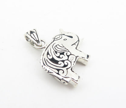 925 Sterling Silver  Vintage Amethyst Swirl Elephant Motif Pendant  PT6204