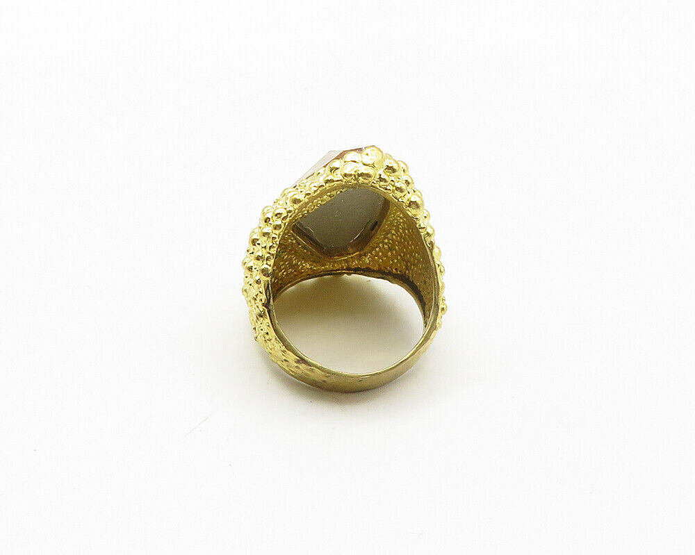 925 Sterling Silver  Faceted Topaz Gold Plated Cocktail Ring Sz 10  RG17241