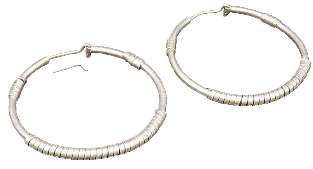 925 Sterling Silver  Vintage Spiral Ring Wrapped Hoop Earrings  EG11715