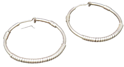 925 Sterling Silver  Vintage Spiral Ring Wrapped Hoop Earrings  EG11715