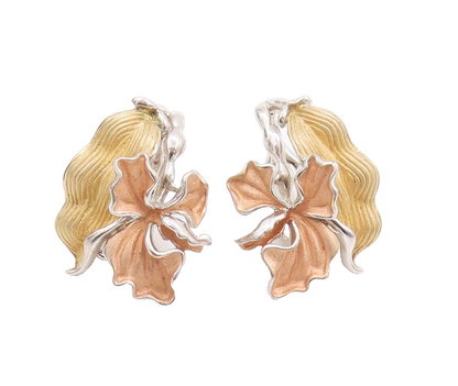 925 Sterling Silver Vintage Earrings ROSS SIMONS Dried Fall Leaves  EG12864