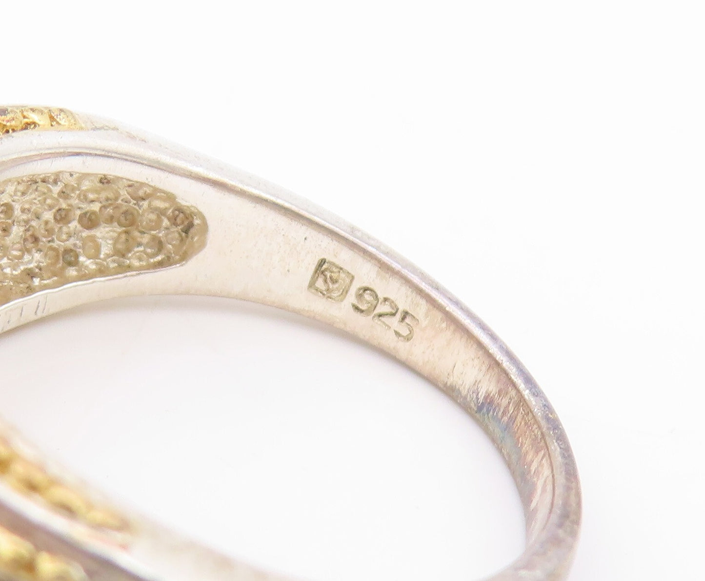 14k Gold 925 Sterling Silver Vintage Ring Oval Fire Opal Band  Sz 8  RG31916