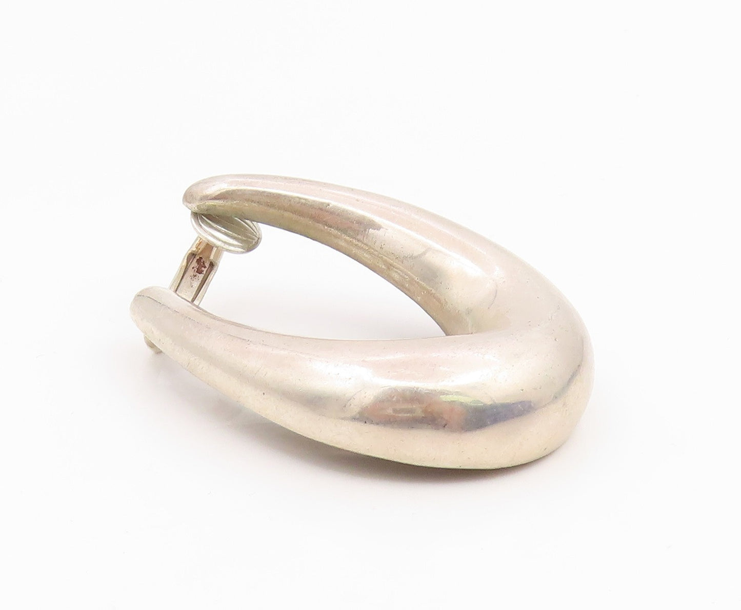 ALFRED KARRAM 925 Silver Vintage Shiny Non Pierce Hoop Earrings  EG10049