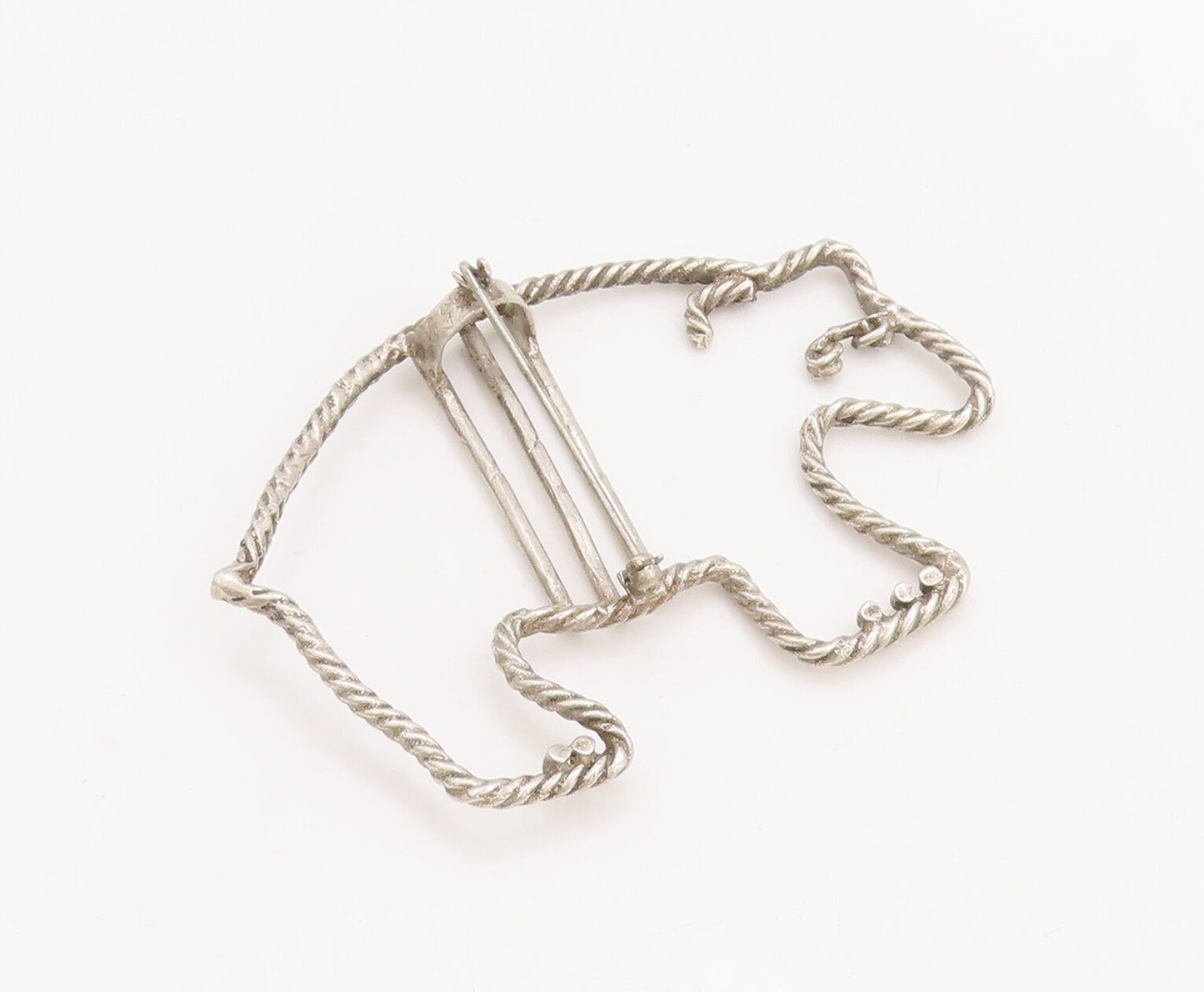 925 Sterling Silver Vintage Brooch Pin JK NAVAJO ZUNI Roped Polar Bear  BP11076