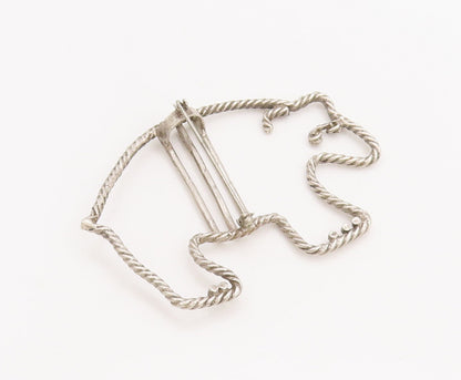 925 Sterling Silver Vintage Brooch Pin JK NAVAJO ZUNI Roped Polar Bear  BP11076