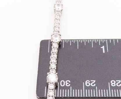 925 Sterling Silver Vintage Bracelet Two Shape Sparkling CZ Tennis Chain BT11389