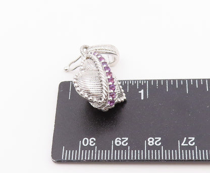 925 Sterling Silver Vintage Pendant JUDITH RIPKA Pink Sapphire Heart  PT26412