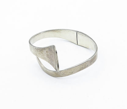 MEXICO 925 Sterling Silver  Vintage Dark Tone Bypass Bangle Bracelet  BT1453
