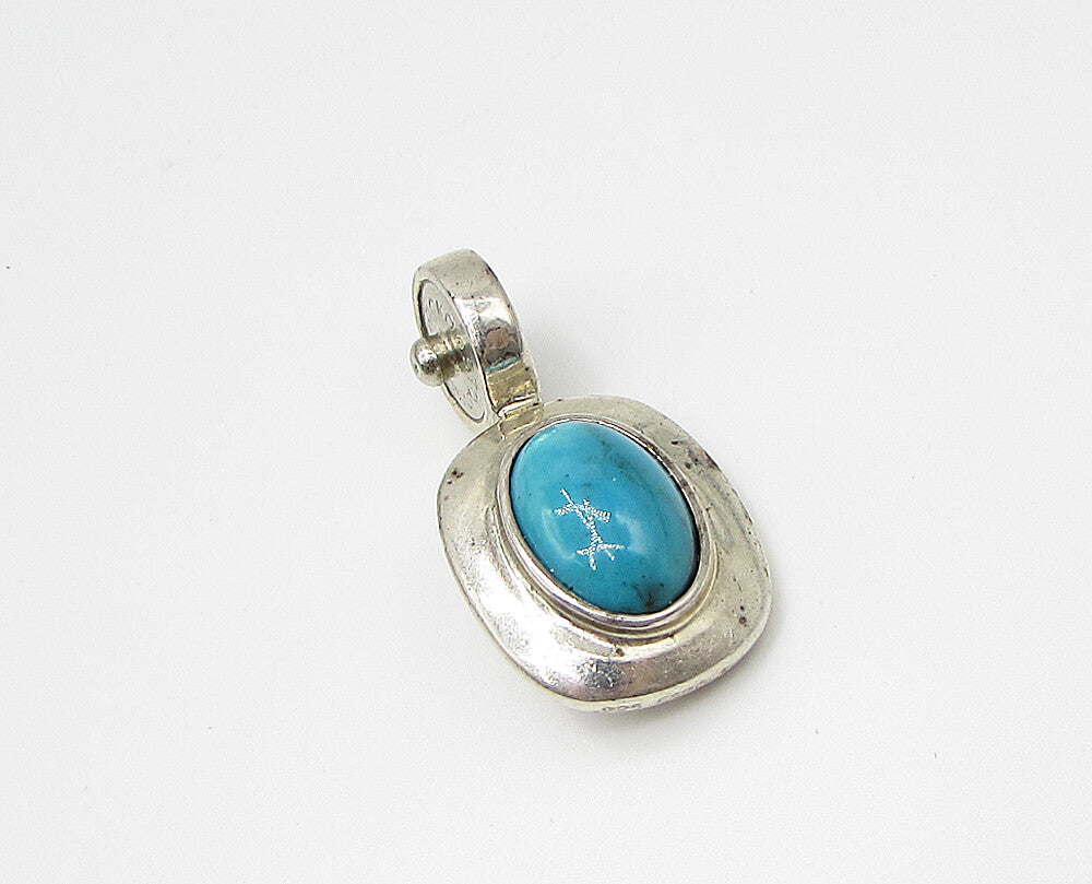 ESPO 925 Sterling Silver  Cabochon Cut Turquoise Drop Stocko Pendant  PT2143