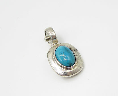 ESPO 925 Sterling Silver  Cabochon Cut Turquoise Drop Stocko Pendant  PT2143