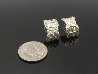 925 Silver  Vintage Religious Cross Pattern Curve Drop Earrings  EG11526