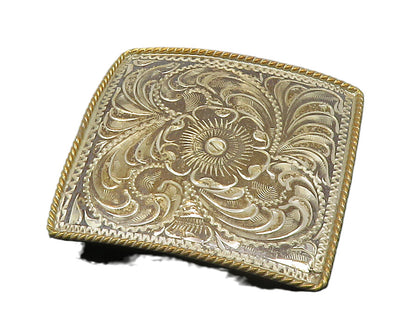 DESIGNER 925 Sterling Silver  Vintage Shiny Etched Floral Brooch Pin  BP5765