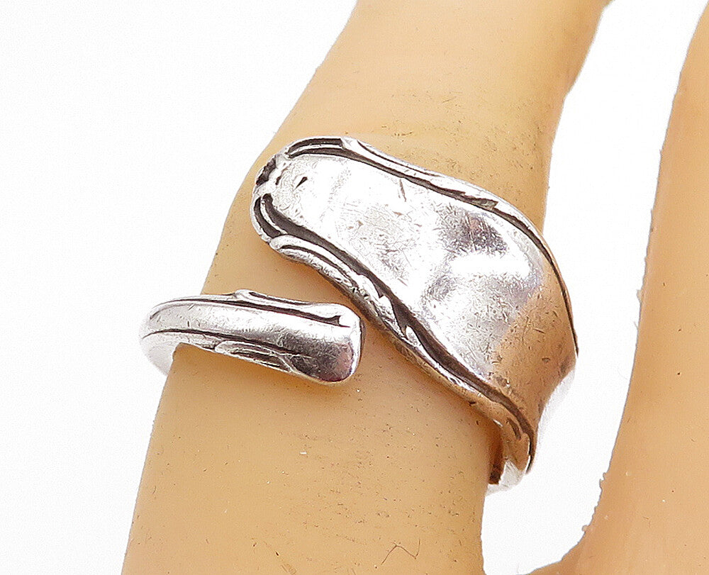 REED & BARTON 925 Sterling Silver Vintage Spoon Bypass Band Ring Sz 6.5  RG4842