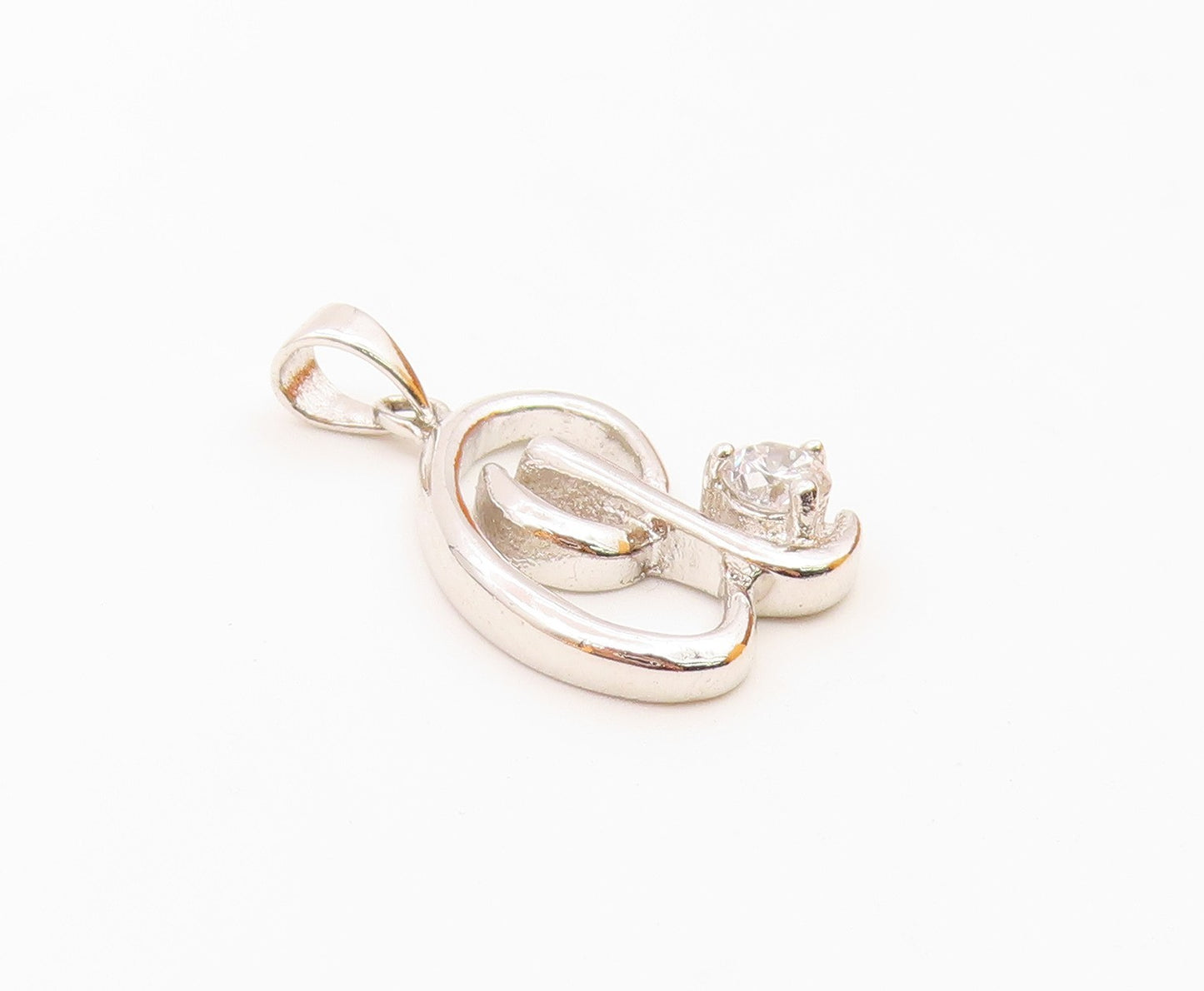925 Sterling Silver  Vintage Twisted Knot Cubic Zirconia Pendant  PT20839