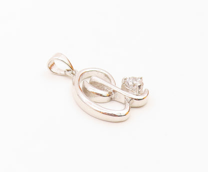 925 Sterling Silver  Vintage Twisted Knot Cubic Zirconia Pendant  PT20839