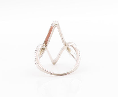 925 Sterling Silver Vintage Ring Real Diamonds Geometric Cut Out   Sz 7  RG33536