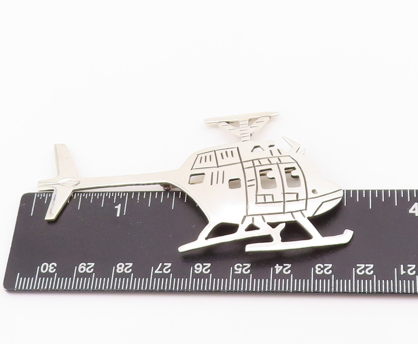 925 Sterling Silver Vintage Brooch MEXICO Etched Helicopter Design Cut  BP11666