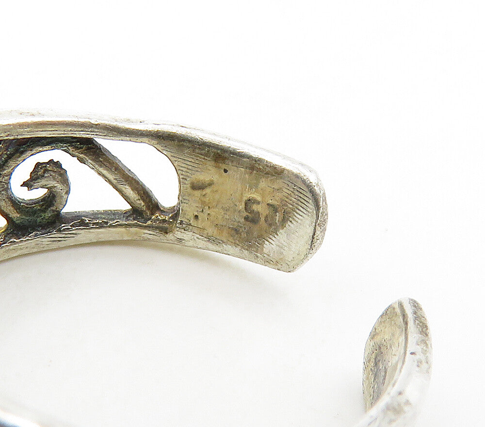 925 Sterling Silver  Vintage Petite Open Floral Swirl Band Ring Sz 4  RG15699