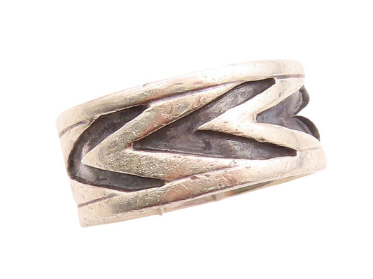 925 Sterling Silver Vintage Ring MEXICO V Grooved Band Sz 11  RG31605