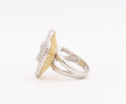 925 Sterling Silver Vintage Ring Twisted Rope Topaz Spiral Heart  Sz 6  RG28056