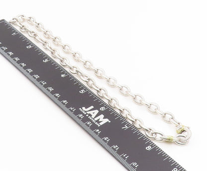18k Gold & 925 Sterling Silver Vintage Necklace JUDITH RIPKA CZ Chain  NE4854