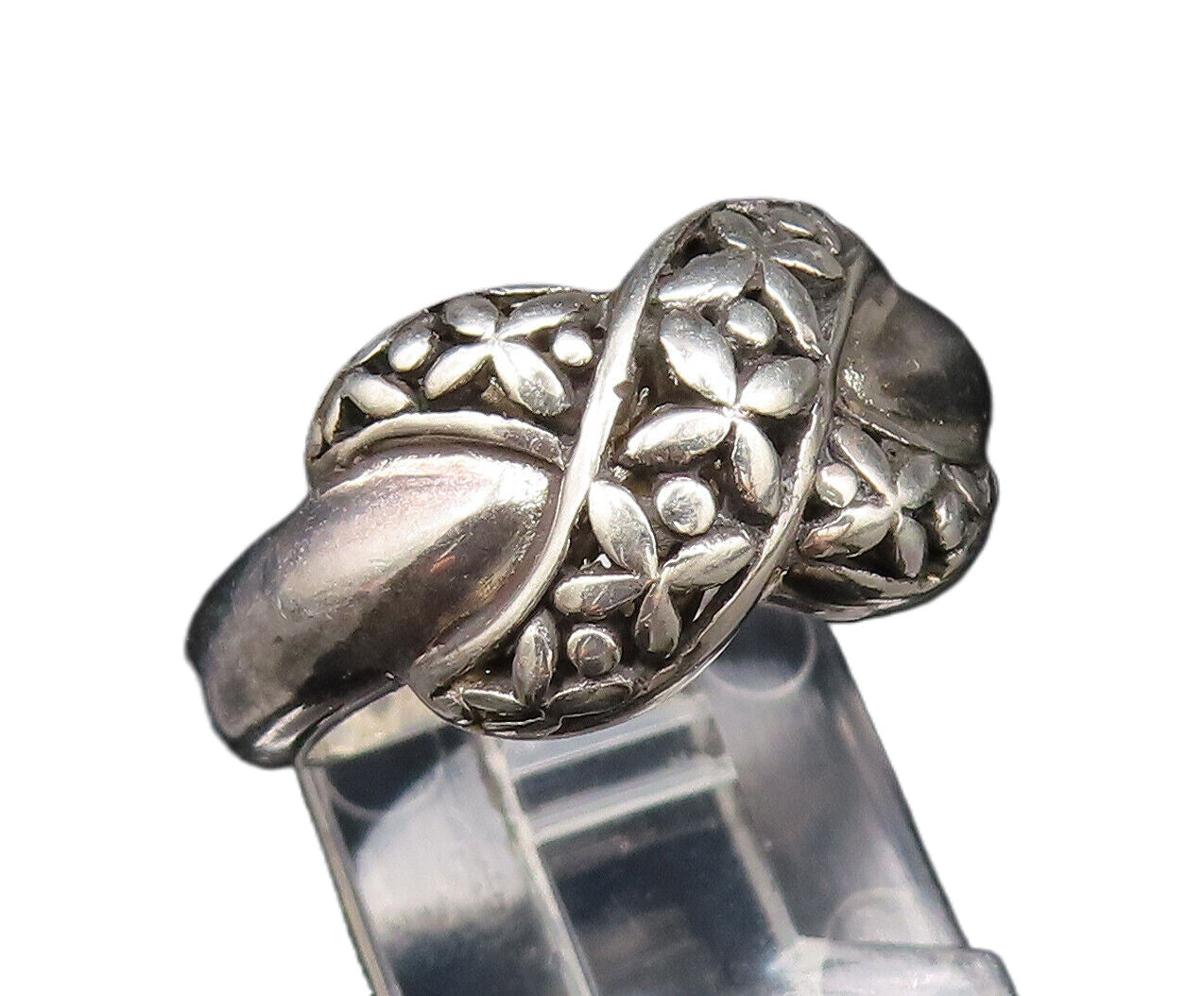 925 Sterling Silver  Vintage Butterfly Motif X Crisscross Ring Sz 7  RG25828