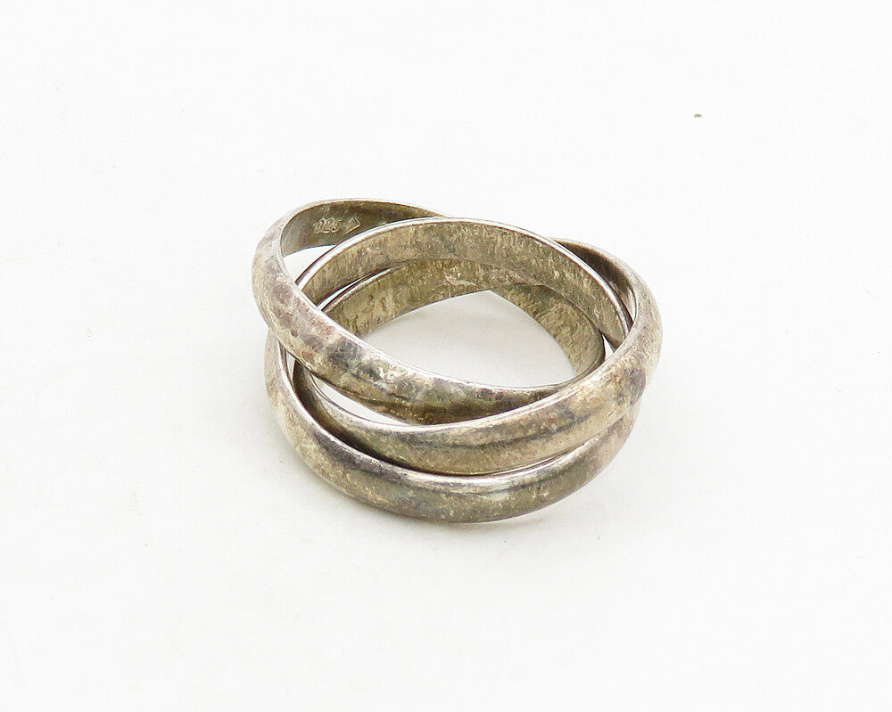 925 Sterling Silver  Vintage Minimalist 3 Band Rolling Ring Sz 7  RG19531