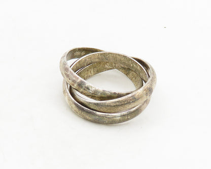 925 Sterling Silver  Vintage Minimalist 3 Band Rolling Ring Sz 7  RG19531