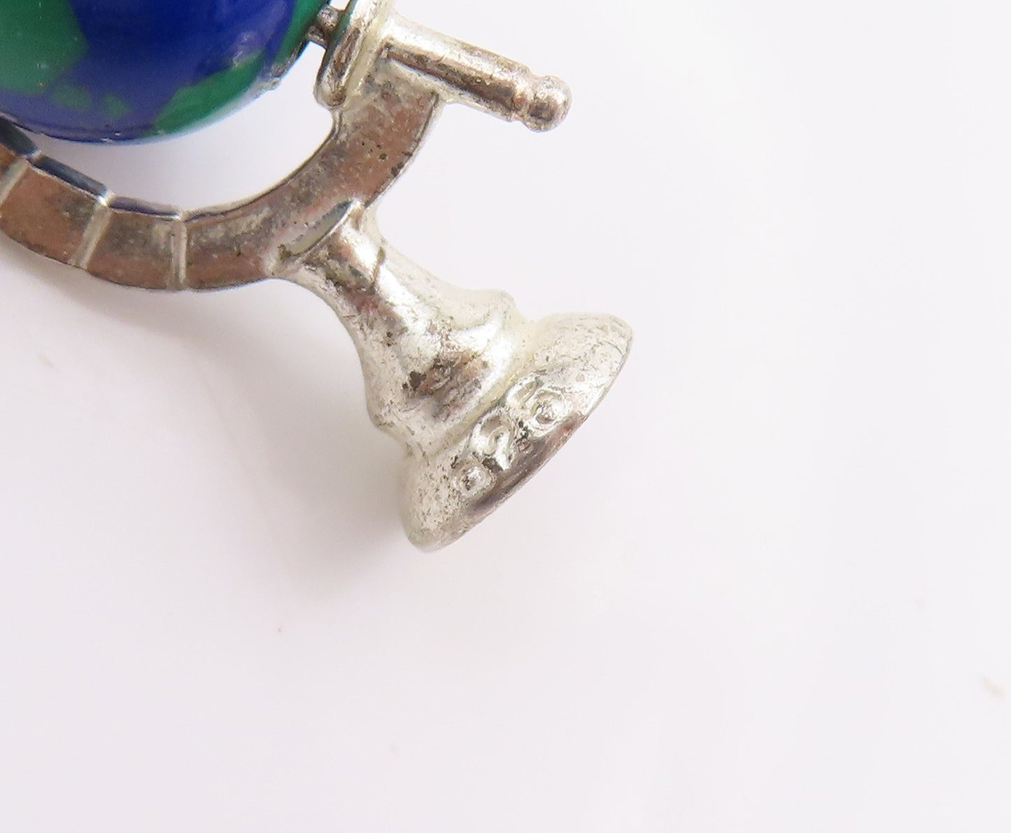 925 Sterling Silver Vintage Pendant 3D Miniature World Globe Charm SPINS PT24987