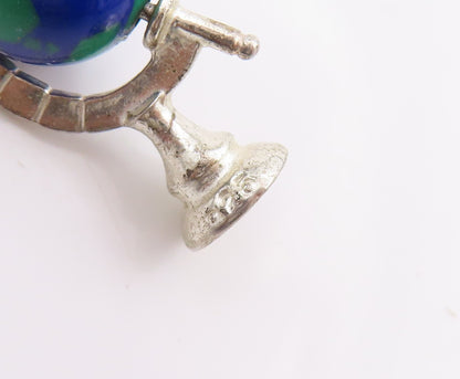 925 Sterling Silver Vintage Pendant 3D Miniature World Globe Charm SPINS PT24987