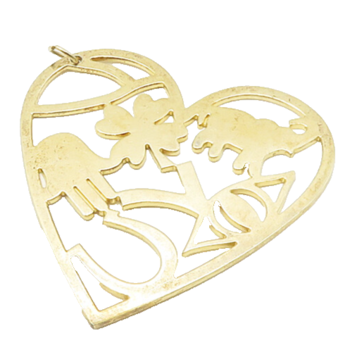 JENNIFER ZEUNER 925 Silver  Vintage Shiny Good Luck Love Heart Pendant PT14468