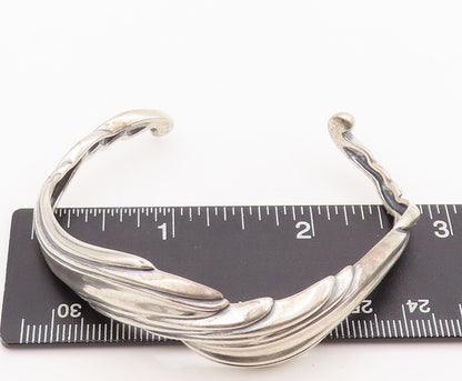 925 Sterling Silver Vintage Bracelet CAROLYN POLLACK Carved Swirly Wave  BT10167