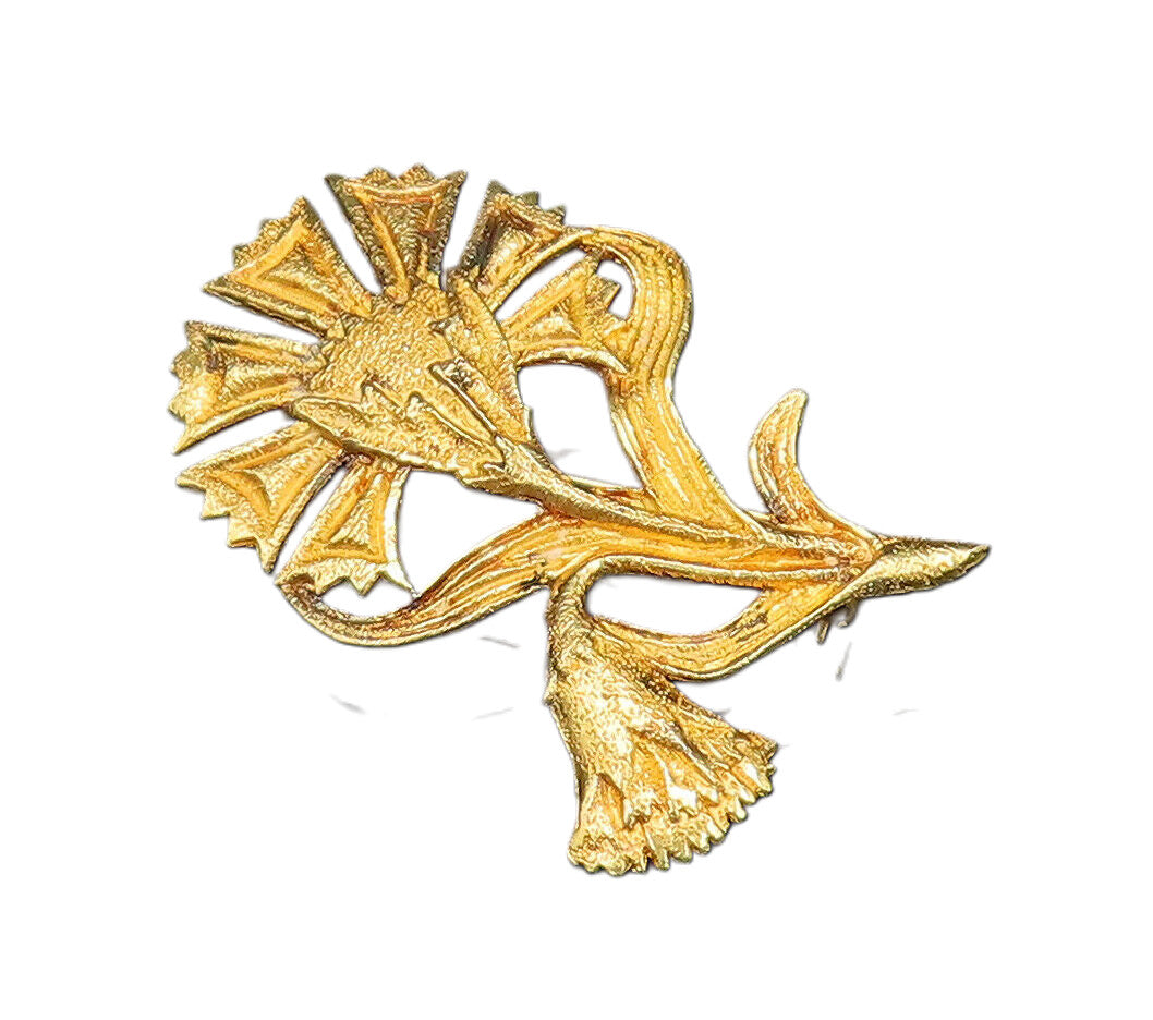 925 Sterling Silver  Vintage Gold Plated Double Flower Brooch Pin  BP9695